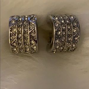 Vintage Silver Tone Wide Hoop Earrings